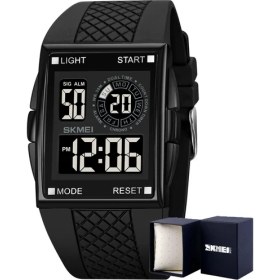 Resim Hanyang Siyah Kara Kutu Skmeı Moda Dijital Saat Erkekler LED Işık Elektronik Hareketi Erkek Saat Spor 3bar Su Geçirmez Geri Sayım Kol Saati Reloj Hombre (Yurt Dışından) 