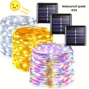 Resim 300 Yeni LED Güneş Enerjili Işıklı Dize Paketi, DIY Şekilleriyle Su Geçirmez Yumuşak Tel Işıklar, Bahçe, Avlu, Ağaçlar, Noel Partisi, Düğün ve Halloween Şükran Günü Hediyeleri için Uygun 
