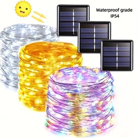 Resim 300 Yeni LED Güneş Enerjili Işıklı Dize Paketi, DIY Şekilleriyle Su Geçirmez Yumuşak Tel Işıklar, Bahçe, Avlu, Ağaçlar, Noel Partisi, Düğün ve Halloween Şükran Günü Hediyeleri için Uygun 