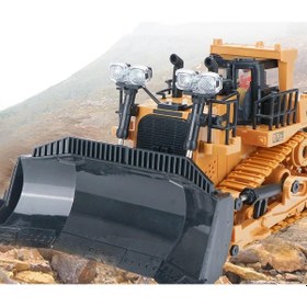 Resim Işıklı Sesli Full Fonksiyon Metal Hareketli Buldozer 2.4ghz Uzaktan Kumandalı İş Makinesi Kepçe 