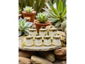 Resim Baharat Takımı PORSELEN15 Parça Gold Sıtantlı Set Aksoylar Home Avm 