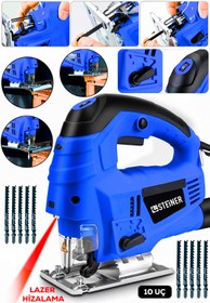 Resim STEİNER Alman 4600 W Lazerli Sjs Metal Şanzuman 6 Kademe Devirli Pandül Ayarlı Dekupaj Testere Makinesi 10Uç 