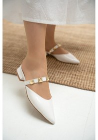 Resim Ricco Rugan Zımba Detaylı Kadın Terlik Beyaz 