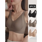 Resim 3 adet Kadınlar için Push-Up İç Çamaşırı - Anti-Sagging, Ayarlanabilir, Plaid, Nefes Alabilir, Dikişsiz, Yüksek Destek, Yan Sütyen ile Kablosuz Tasarım, Çizgili Desen, Yetişkinler için Mükemmel, Yetişkin İç Çamaşırı|Çizgili Desen Sütyen|Dikişsiz Tasarım 