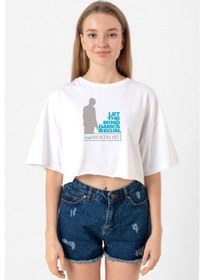 Resim The Mentalist Let The Mind Beyaz Kadın Crop Tshirt Beyaz 
