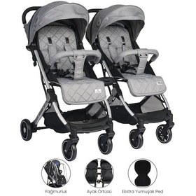 Resim Lorelli Fiorano New Kabin İkiz Bebek Arabası - Dolphin Grey - Gri 