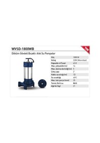 Resim Factor Kirli Su Dalgıç Pompa, Döküm Gövde, 1800 W, 14 M, Wvsd1800wb 