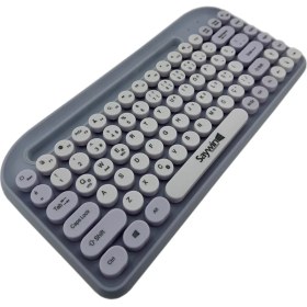 Resim Saywin Bluetooth Klavye Renkli Retro Kablosuz Klavye Daktilo Görünümlü Tuş Tasarımı Şık ve Kullanışlı Telefon Koyma Gözü Pilli Türkçe Q Klavye Sw-05 