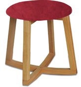 Resim Ottoman Naturel Fuşya2 Sallanan Ahşap Ayak Uzatma Pufu Makyaj Koltuğu Bench Tabure 