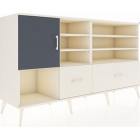 Resim Kronos Konsol 8 Raflı 2 Çekmeceli Tek Kapaklı 176x59x99 Aytaşı-a Aytaşı-antrasit/aytaşı 