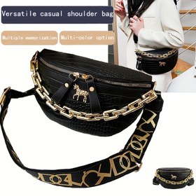 Resim Kadınlar İçin Kore Tarzı Günlük Çapraz Vücut Çantası - Altın Tonlu Zincir Detaylı, Fermuarlı ve Çok Renk Seçeneği (Siyah Gösterilen), Seyahat Aksesuarı, Şık Omuz Çantası, Premium Detaylar, Kompakt El Çantası, Moda Tutkunları İçin 