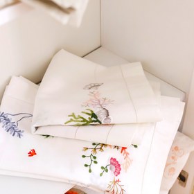 Resim Coral Nakışlı Keten Runner 50x160 cm Mavi - 50x160 cm 