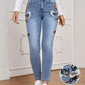 Resim [Denim Baskı/Taklit Denim] Kadınlar İçin Dar Kesim Taklit Denim Tayt - Esnek Kot Pantolon Benzeri, Elastik Bel ve -9/10 Boy, Günlük ve Yarı Resmi Kıyafetler İçin, Tüm Mevsimlerde Giyilebilir, Makinede Yıkanabilir (Denim Dokusu, -9/10 Boy, Kot Katmanlama İçin) 