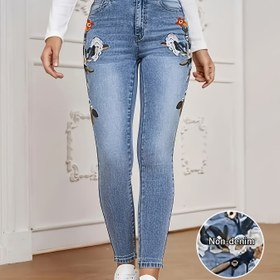 Resim [Denim Baskı/Taklit Denim] Kadınlar İçin Dar Kesim Taklit Denim Tayt - Esnek Kot Pantolon Benzeri, Elastik Bel ve -9/10 Boy, Günlük ve Yarı Resmi Kıyafetler İçin, Tüm Mevsimlerde Giyilebilir, Makinede Yıkanabilir (Denim Dokusu, -9/10 Boy, Kot Katmanlama İçin) 