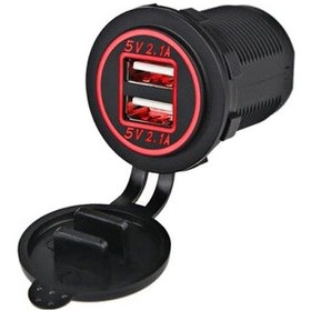 Resim Araç Telefon Şarj Soketi 2'Li 5V 2.1A Kırmızı 