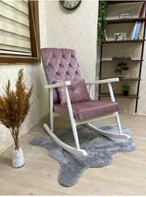 Resim Asedia Trend Lake Pembe Kapitoneli Sallanan Sandalye Dinlenme Emzirme Baba Tv Okuma Koltuğu Berjer 