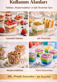 Resim Owersea 120cc 50Adet Kübik Prizma Mika Plastik Kase Şeffaf Kapaksız Sunum Kabı Tatlı & Meze Ve Salata Kasesi 