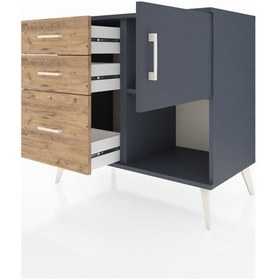 Resim Hyperion Şifonyer Tek Raflı 3 Çekmeceli Tek Kapaklı 88x44x80 Antrasit-antrasit/çam Antrasit/çam 
