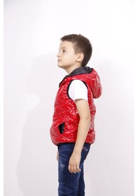 Resim Toontoy Kids Toontoy Erkek Çocuk Kapşonlu Parlak Yelek Kırmızı 