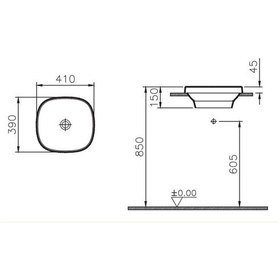Resim Vitra Frame 5654B403-0016 Tezgah Üstü Kare Lavabo. 41CM. Beyaz 