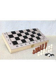 Resim Büro Ev Ofis Yazlık Hediyesi İçin Tavlalı Ahşap Kutulu Satranç Seti 
