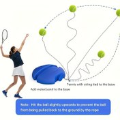 Resim 1 set yüksek elastik tenis antrenman paketi, geri tepmeli tenis ve yedek ip ile, açık ve kapalı tek tenis antrenmanı için uygun, tek/çift, PP malzeme, mavi ve turuncu 
