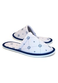 Resim Erkek Gri Marine Desenli Yumuşak Tabanlı Ev Terliği Beyaz 