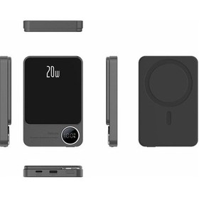 Resim Lemestar Manyetik Kablosuz Power Bank Pd20w Hızlı Şarj Led Ekranlı Ultra İnce Taşınabilir,gri 