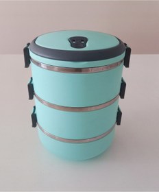 Resim FreshBox Bermira 3 Katlı Sızdırmaz Yemek Termosu Sefer Tası -turkuaz 