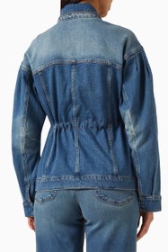 Resim Barrel Kollu Oversize Denim Ceket, Modern Şık Kadın Dış Giyim - Mavi / XS 