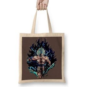 Resim Baskı Dükkanı Vegeta Dbs Super Sayan Blue Bez Çanta Uzun Saplı 