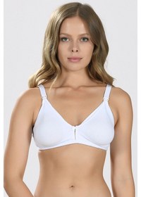 Resim Organik Penye Pamuklu Dikişsiz Emzirme Sütyen Üst Beyaz 