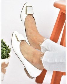 Resim Fox Shoes P726776309 Beyaz Toka Aksesuarlı Kadın Babet Beyaz 