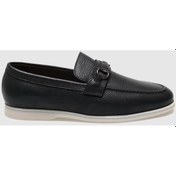 Resim Hakiki Deri Siyah Tokalı Erkek Günlük Ayakkabı Siyah 