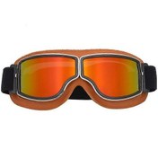 Resim Vintage Motosiklet Gözlükleri Deri Sürüş Off-road Çizilmeye Karşı Toz Geçirmez Gözlükler Erkekler Kadınlar Yetişkinler İçin Sarı -f 