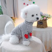 Resim Evcil Hayvan Çizgili İç Katman Gömlek, Bichon, Pomeranian, Teddy, Yorkshire Yavru Köpek Giyimi, İki Bacaklı Kazak 