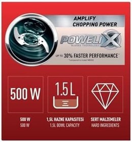 Resim Tefal Tefal MasterChop Powelix Maxi 4 Bıçaklı 500 Watt Doğrayıcı Rondo - Beyaz 