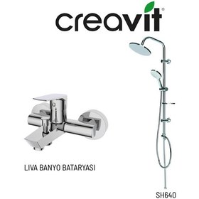 Resim Creavit Sh640 Tepe Duş Sistemi Ve Liva Banyo Bataryası Lv2500 Krom 