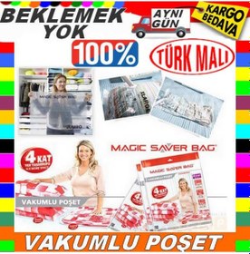 Resim Vakumlu Poşet Vakumlu Saklama Hurç Fermuarlı 6'li 