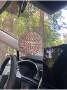 Resim Altınay Mini Disko Topu - Kristal Dikiz Ayna Süsü – Eğlenceli Araba Aksesuarı - Hediyelik Araba Süsü (6,5cm) 