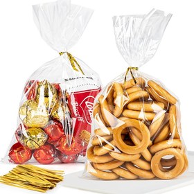 Resim 50 adet şeffaf cam kağıt atıştırmalık poşeti, OPP plastik atıştırmalık poşetleri, 50 adet bükümlü bağ ile, hediye paketleme, şekerleme, tatlı, pastane, kurabiye, çikolata, parti hediyeleri için, Parti Hediyeleri,Fırın Ambalajı,Şık Ambalaj,Dayanıklı Ambalaj,Atıştırmalık Poşetler,Hediye Paketleme 