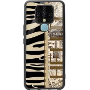 Resim Spoyi Tecno Camon 16 Zebra Gazete Tasarımlı Glossy Telefon Kılıfı 