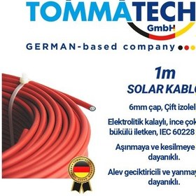 Resim 6mm Solar Güneş Paneli Kablosu Kırmızı 1m 