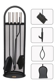 Resim Dodok Home Gümüş Lüx Ithal Tel Standlı Şömine-Soba Maşa Takımı 5'Li Set DH-SS47 