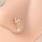Resim Şık Kelebek Burun Çivisi - L Şeklinde Kübik Zirkonya Sarkan, Günlük Kıyafet & Hediye İçin Piercing Takı, Kulak Delme, Burun Halkası, Şık Tarz, Sevimli Tarz, Tatil Teması 