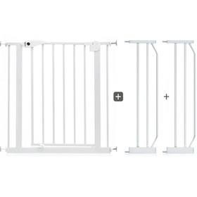 Resim Metal Güvenlik Kapısı + 2x20 cm Uzatma, Otomatik Kapanan Çift Kilitli Beyaz 