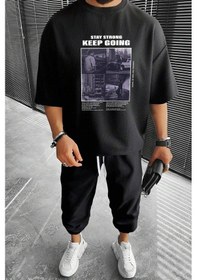 Resim Unisex Keep Going 2'li Eşofman Takımı Siyah 