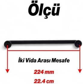 Resim İncir Siyah Metal Kulp (224 MM 22.4 CM) Kulbu Kulpu Mobilya Çekmece Dolap Kulpları Mutfak Dolabı 