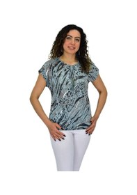 Resim Linsolita Kadın Kısa Kol Baskılı Bluz Bgl-st04706 Mint-Yeşili 