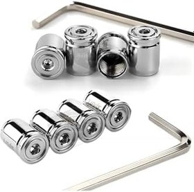 Resim Kilitlemeli Sibop Kapağı Alyanlı Sibop Kapağı Araba Motosiklet Bisiklet Metal Sıkmalı Gümüş 4 Lü 